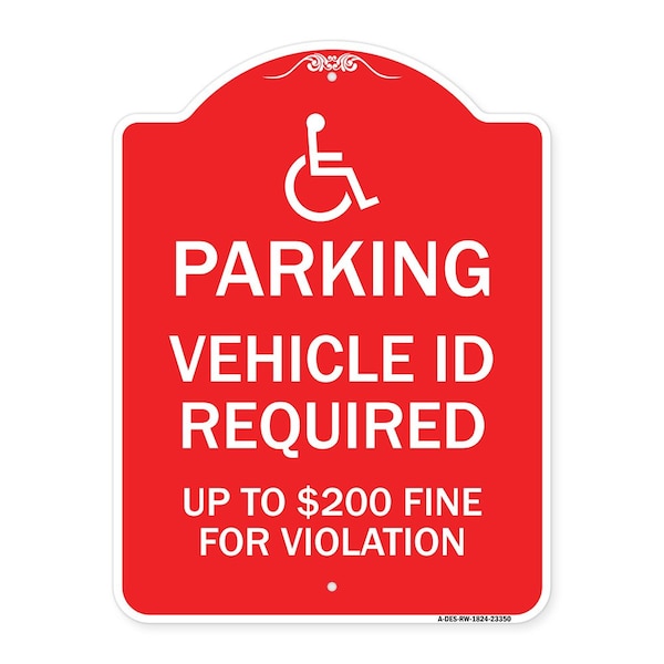 Parking Vehicle Id Required Up to $200 Fine for Violation With Handicapped Symbol, RW-1824-23350